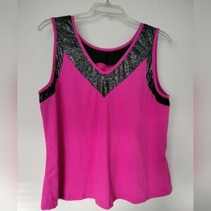 Hot pink tank top with sparkly look